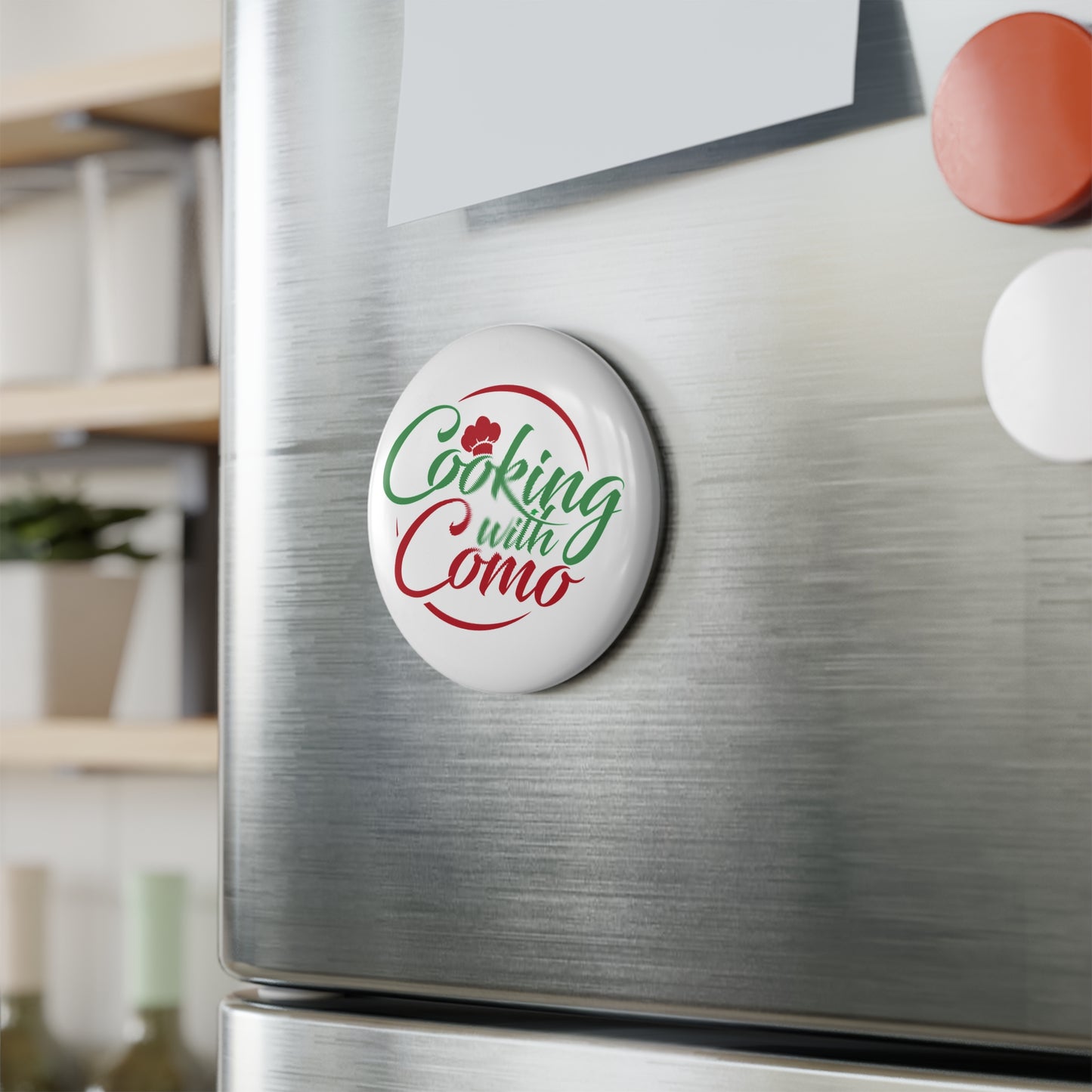 Cooking with Como - Button Magnet